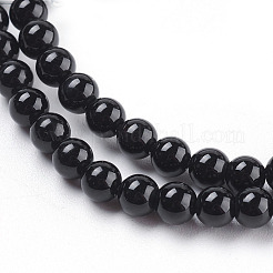 Round Natural Dyed & Heated Black Onyx Beads Strands&nbsp;G-S119-4mm