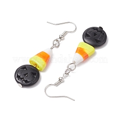 Halloween Candy Corn Handmade Lampwork Dangle Earrings&nbsp;EJEW-JE05870