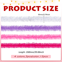 12Pcs 4 Colors Polyester Turkey Feather Strips&nbsp;DIY-MA0007-23