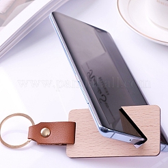 Wooden & Imitation Leather Pendant Keychain&nbsp;PW23041897512