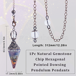 1Pc Natural Gemstone Chip Hexagonal Pointed Dowsing Pendulum Pendants&nbsp;G-SC0002-54