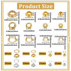 160 Sets 8 Styles Iron Grommet Eyelet Findings&nbsp;IFIN-BBC0001-05