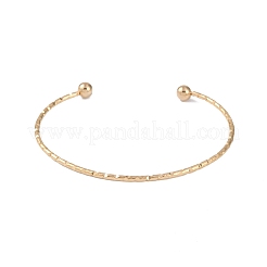 Ion Plating(IP) 304 Stainless Steel Textured Open Cuff Bangles for Women&nbsp;BJEW-S155-03G