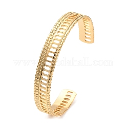 304 Stainless Steel Hollow Oval Cuff Bangles&nbsp;BJEW-F457-19G