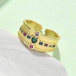 Brass Micro Pave Cubic Zirconia Adjustable Cuff Rings&nbsp;RJEW-V009-01G