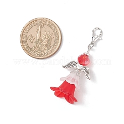 6Pcs Flower Angel Acrylic & Glass Pendants Decorations&nbsp;HJEW-JM03781