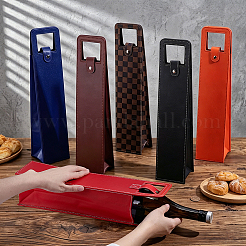 6Pcs 6 Colors PU Imitation Leather Single Wine Bottle Reusable Packaging Bags with Hole Handles&nbsp;ABAG-HY0001-19