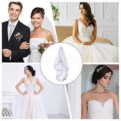 Polyester Long Mesh Tulle Bridal Veils with Combs&nbsp;OHAR-WH0029-09A