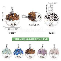 4 Sets 5 Styles Natural Mixed Stone Pendants&nbsp;G-PH0001-99