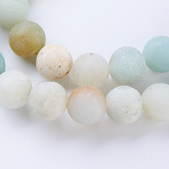 Frosted Natural Flower Amazonite Round Bead Strands&nbsp;X-G-J363-01-8mm