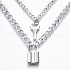Zinc Alloy Double Layer Necklaces&nbsp;NJEW-N047-003-RS