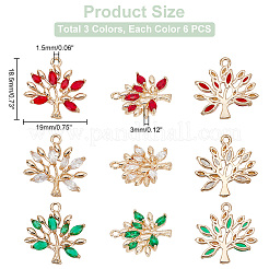 18Pcs 3 Colors Brass Micro Pave Cubic Zirconia Pendants&nbsp;KK-DC0001-25