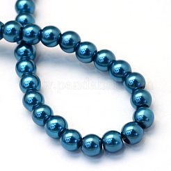 Baking Paint Pearlized Glass Pearl Round Bead Strands&nbsp;X-HY-Q003-6mm-06