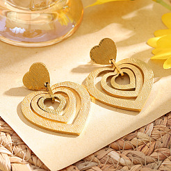 Heart 304 Stainless Steel Dangle Stud Earrings&nbsp;FS-WGAB335-01
