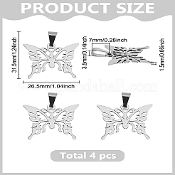 4Pcs 202 Stainless Steel Pendants&nbsp;STAS-LP0003-74