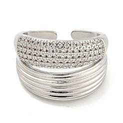 Rack Plating Brass Micro Pave Cubic Zirconia Open Cuff Rings for Women&nbsp;RJEW-I104-16P