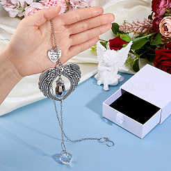 Glass & Alloy Wing & 304 Stainless Steel Urn Ashes Hanging Suncatchers&nbsp;HJEW-DC00196