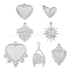 7Pcs 7 Styles 304 Stainless Steel Pendant Cabochon Settings&nbsp;STAS-TA0005-83