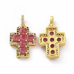 Brass Micro Pave Clear Cubic Zirconia Pendants&nbsp;ZIRC-F135-24G-A