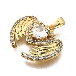 Brass Micro Pave Cubic Zirconia Pendants&nbsp;KK-P336-18G-01