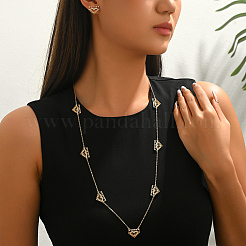 Elegant Geometric Brass Micro Pave Clear Cubic Zirconia Stud Earrings & Necklaces Sets for Women&nbsp;XZ2691
