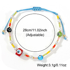Imitation Pearl Round & Glass Evil Eye Braided Beaded Bracelets&nbsp;CU5744