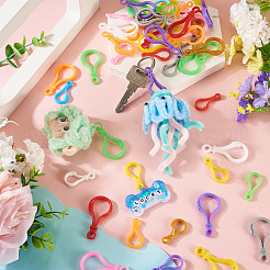 100Pcs 20 Styles Opaque Solid Color Bulb Shaped Plastic Push Gate Snap Keychain Clasp Findings&nbsp;KY-TA0001-58