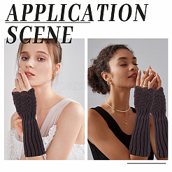 3Pairs 3 Colors Acrylic Fibers Long Knitted Fingerless Gloves&nbsp;AJEW-GA0008-18