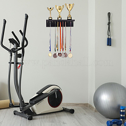 Rectangle Pine Wood Wall Mounted Jewelry Display Stands with 24Pcs Golden Tone Metal Hooks&nbsp;ODIS-WH0038-271