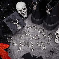 12Pcs 6 Styles Tibetan Style Alloy Spider Web & Spider Shoe Charms&nbsp;HJEW-PH02287