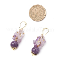 Natural Amethyst Chip Beaded Dangle Earrings&nbsp;EJEW-JE06568-02
