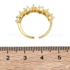 Brass Micro Pave Cubic Zirconia Cuff Open Rings&nbsp;RJEW-C163-02G