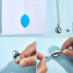 Teardrop 201 Stainless Steel Memorial Urn Ashes Pendant Necklaces&nbsp;DIY-CN0003-40P