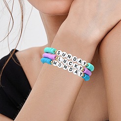 8Pcs 8 Colors Polymer Clay Beaded Stretch Bracelets&nbsp;BJEW-SW00146