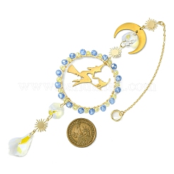 Brass Cable Chains Witch Pendant Decorations&nbsp;HJEW-TA00150