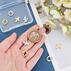 8Pcs 2 Style Ion Plating(IP) 304 Stainless Steel Charms&nbsp;STAS-UN0032-33