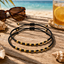 Round Brass Braided Bead Bracelet Sets for Women Men&nbsp;TE5928-1