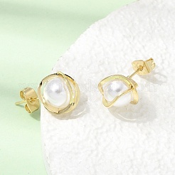 Brass Stud Earrings for Women&nbsp;EJEW-F421-02G