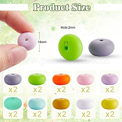 20Pcs 10 Colors Rondelle Silicone Beads&nbsp;JX323A-01