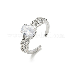 Brass Micro Pave Cubic Zirconia Cuff Open Rings&nbsp;RJEW-C163-25A-P
