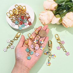 18Pcs 6 Colors Flower Alloy Enamel Pendant Decorations&nbsp;HJEW-YW00150