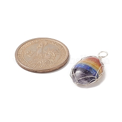 Chakra Natural Mixed Gemstone Copper Wire Wrapped Pendants&nbsp;PALLOY-JF02045-02