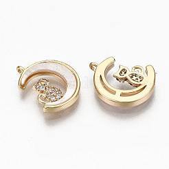 Brass Micro Pave Clear Cubic Zirconia Charms&nbsp;KK-R117-005-NF