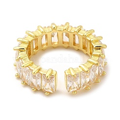 Cubic Zirconia Rectangle Open Cuff Ring&nbsp;RJEW-G282-02G-02