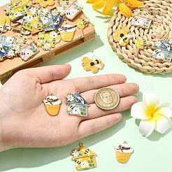 30Pcs 6 Styles Bee Theme Alloy Enamel Pendants&nbsp;ENAM-CJ0006-58