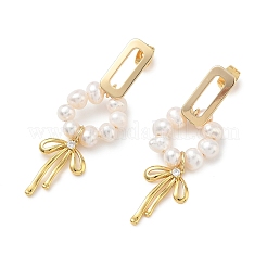 Bowknot Brass Rhinestone Dangle Stud Earrings&nbsp;EJEW-JE07065