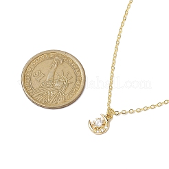 Rack Plating Brass Pave Clear Cubic Zirconia Moon Star Pendant Necklaces for Women&nbsp;NJEW-JN05000