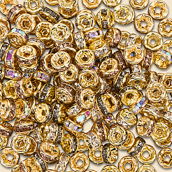 200Pcs 4 Colors Brass Grade A Rhinestone Spacer Beads&nbsp;KK-PA0001-05