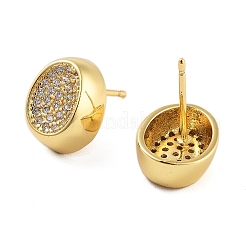 Rack Plating Oval Brass Stud Earrings&nbsp;X-EJEW-N055-38G-RS