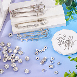 8Pcs 4 Styles Iron Rhinestone Safety Pins&nbsp;FIND-TA0008-81